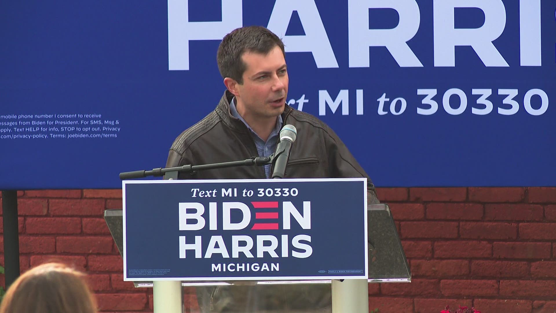 Former presidential candidate Pete Buttigieg was in Grand Rapids campaigning for Joe Biden on Monday.