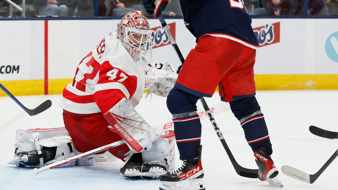 James Reimer stops 23 shots to help lift the Red Wings past the Blue ...